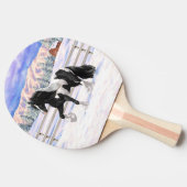 Black Pinto Piebald Gypsy Vanner Draft Horse Tafeltennisbatje (Zijkant)