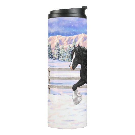 Black Pinto Piebald Gypsy Vanner Draft Horse Thermosbeker (Gedraaid links)