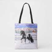 Black Pinto Piebald Gypsy Vanner Draft Horse Tote Bag (Voorkant)