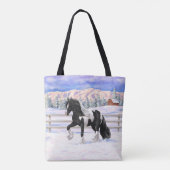Black Pinto Piebald Gypsy Vanner Draft Horse Tote Bag (Achterkant)