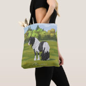Black Pinto Piebald Gypsy Vanner Draft Horse Tote Bag (Dichtbij)