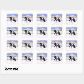 Black Pinto Piebald Gypsy Vanner Draft Horse Vierkante Sticker (Vel)