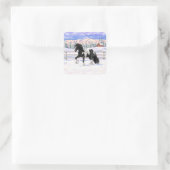 Black Pinto Piebald Gypsy Vanner Draft Horse Vierkante Sticker (Tas)
