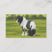 Black Pinto Piebald Gypsy Vanner Draft Horse Visitekaartje (Voorkant)