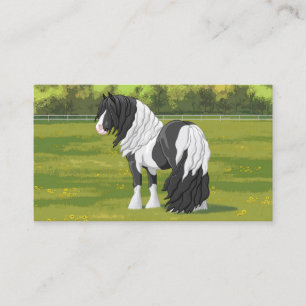 Black Pinto Piebald Gypsy Vanner Draft Horse Visitekaartje