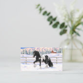 Black Pinto Piebald Gypsy Vanner Draft Horse Visitekaartje (Staand voorkant)