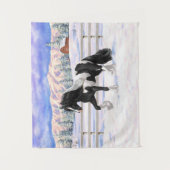 Black Pinto Piebald Gypsy Vanner Draft Horse Wandkleed (Voorkant)