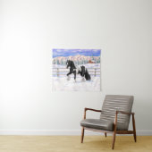 Black Pinto Piebald Gypsy Vanner Draft Horse Wandkleed (In Situ (horizontaal))