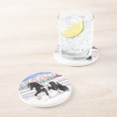 Black Pinto Piebald Gypsy Vanner Draft Horse Zandsteen Onderzetter (Zijkant)