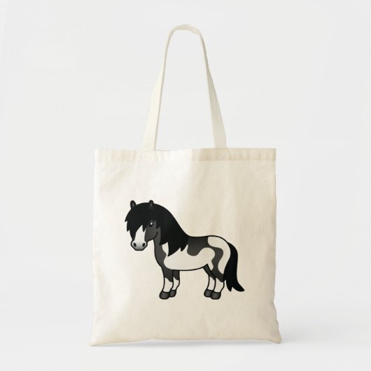Black Pinto Shetland Pony Illustratie Cartoon Tote Bag (Voorkant)