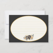 Black Pioenenboarder RSVP Bruiloft Reactie Kaart (Achterkant)
