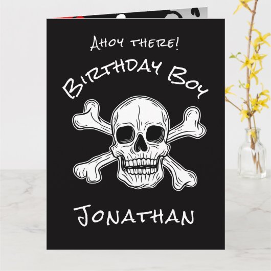 Black Pirate Crossbones-Kaart Kaart (Gele Bloem)