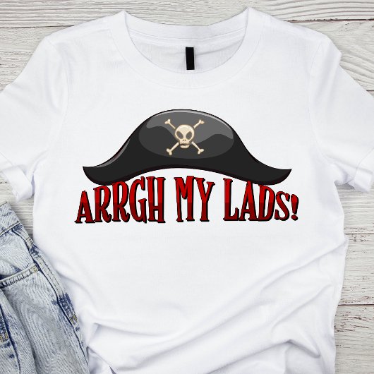 Black Pirate Pet met rode tekst 'Argh My Lads!' T-shirt