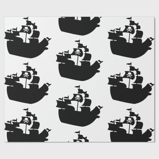 Black Pirate Ship Silhouette Cadeaupapier (Vlak)