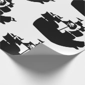 Black Pirate Ship Silhouette Cadeaupapier (Hoek)