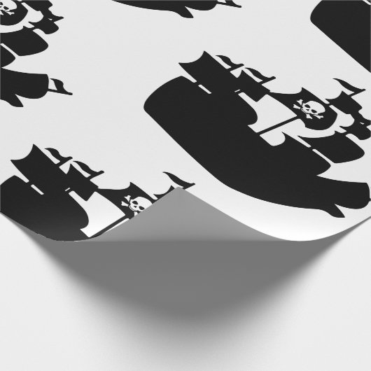 Black Pirate Ship Silhouette Cadeaupapier (Hoek)