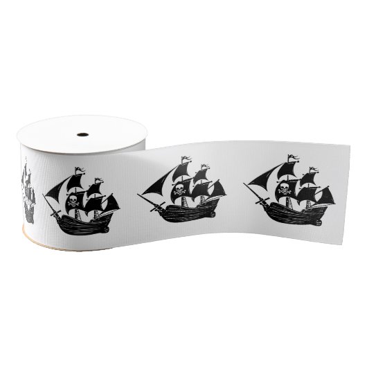 Black Pirate Ship Skull Crossbones DIY-kleuren Grosgrain Lint (Spoel)