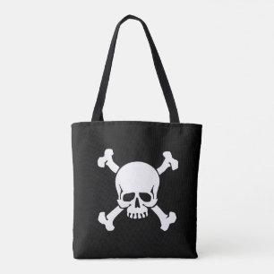 Black, Pirate, Skull and Crossbones, Vlag Tote Bag