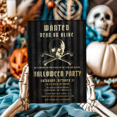 Black Pirate Skull & Botten Halloween Party Gold Folie Uitnodiging