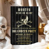 Black Pirate Skull & Botten Halloween Party Gold Folie Uitnodiging