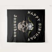 Black Pirate Skull Captain Jack BACKDROP Wandkleed (Voorkant (horizontaal))