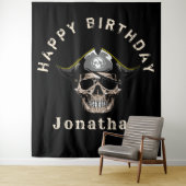 Black Pirate Skull Captain Jack BACKDROP Wandkleed (In situ)