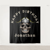 Black Pirate Skull Captain Jack BACKDROP Wandkleed (Voorkant)