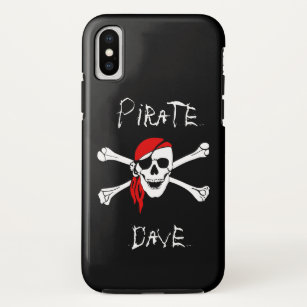 Black Pirate Skull en Crossbones iPhone Case