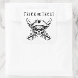 Black Pirate Skull Trick Or Treat Halloween Vierkante Sticker