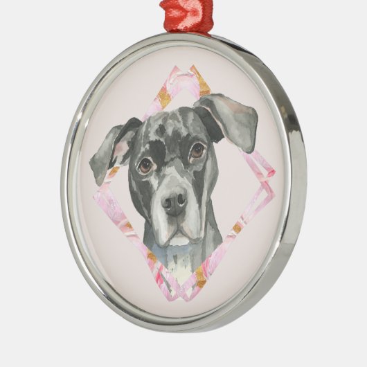 Black Pit Bull Dog Metalen Ornament (Links)