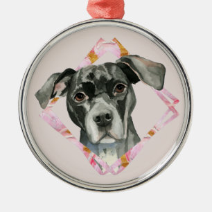 Black Pit Bull Dog Metalen Ornament