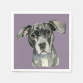 Black Pit Bull Dog Waterverf Portrait Servetten (Voorkant)