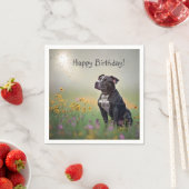 Black Pitbull Birthday Paper Napkins Servet (Insitu)
