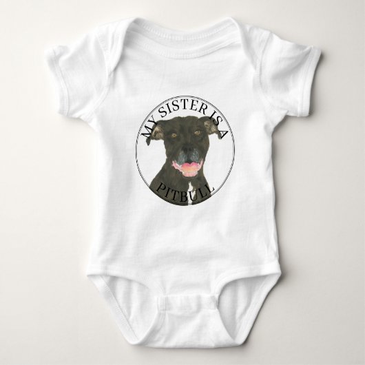 Black Pitbull Dog Big Sister Romper (Voorkant)