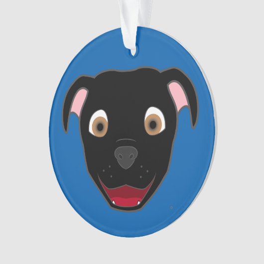 Black Pitbull Face Ornament (voorkant)