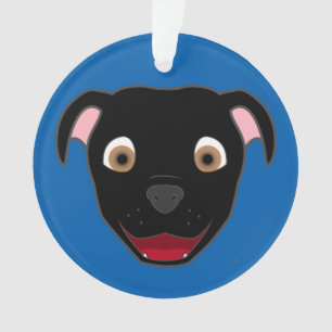 Black Pitbull Face Ornament