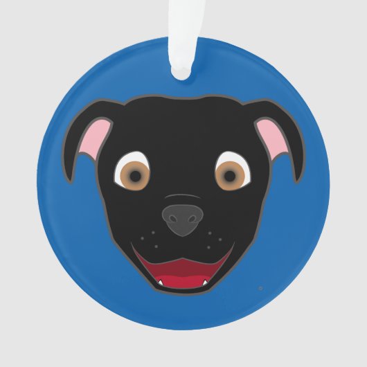 Black Pitbull Face Ornament (voorkant)
