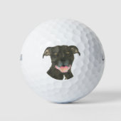 Black Pitbull Staffy Dog Golfballen (Voorkant)