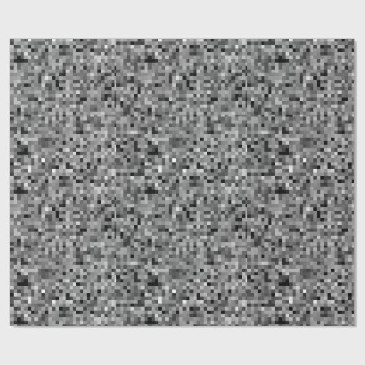 Black Pixel Mosaic Gift Wrap Cadeaupapier (Vlak)