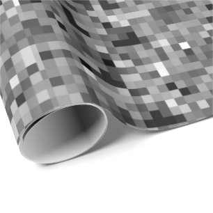 Black Pixel Mosaic Gift Wrap Cadeaupapier