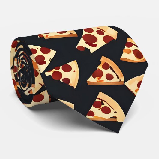 Black Pizza Slices Stropdas (Opgerold)