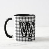 Black Plaid (Antiek monogram naam)  Coffee Mok (Links)