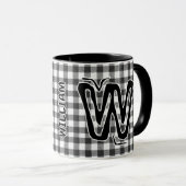 Black Plaid (Antiek monogram naam)  Coffee Mok (Voorkant rechts)