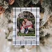 Black Plaid Arch Photo Holiday Card Kaart
