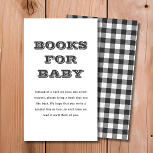 Black Plaid Boeken voor Baby Baby Shower Informatiekaartje
