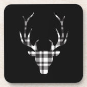 Black Plaid Check Deer Christmas Bier Onderzetter (Voorkant)