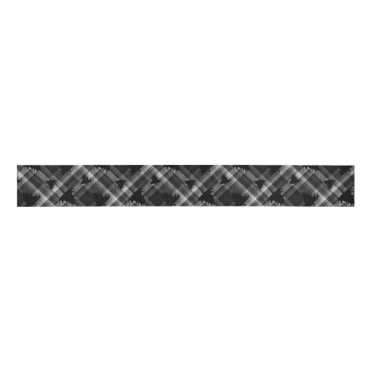Black Plaid Christmas Trees Pattern Grosgrain Lint (Voorkant)