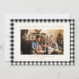 Black Plaid Custom Foto Kerstvakantie Kaart