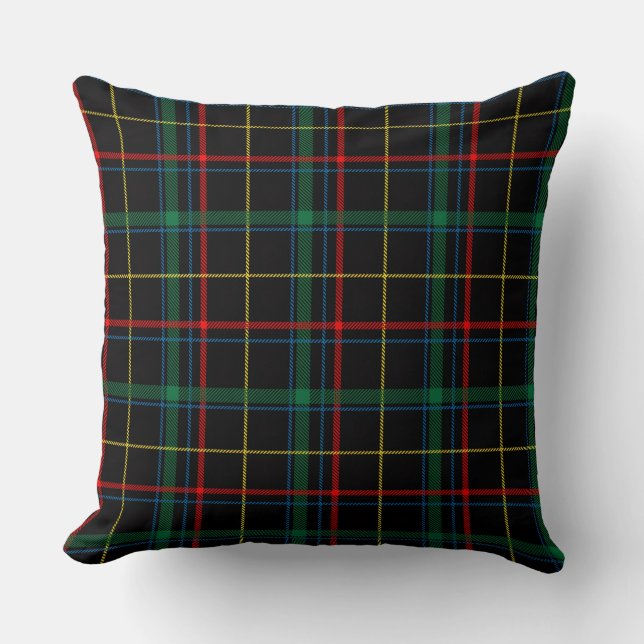 Black Plaid Tartan Pattern Kussen (Voorkant)