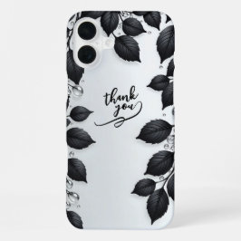 Black Plant Leaves iPhone 16 case Plus Hoesje